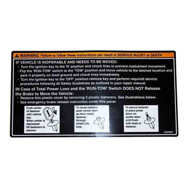 Maintenance and Towing Decal